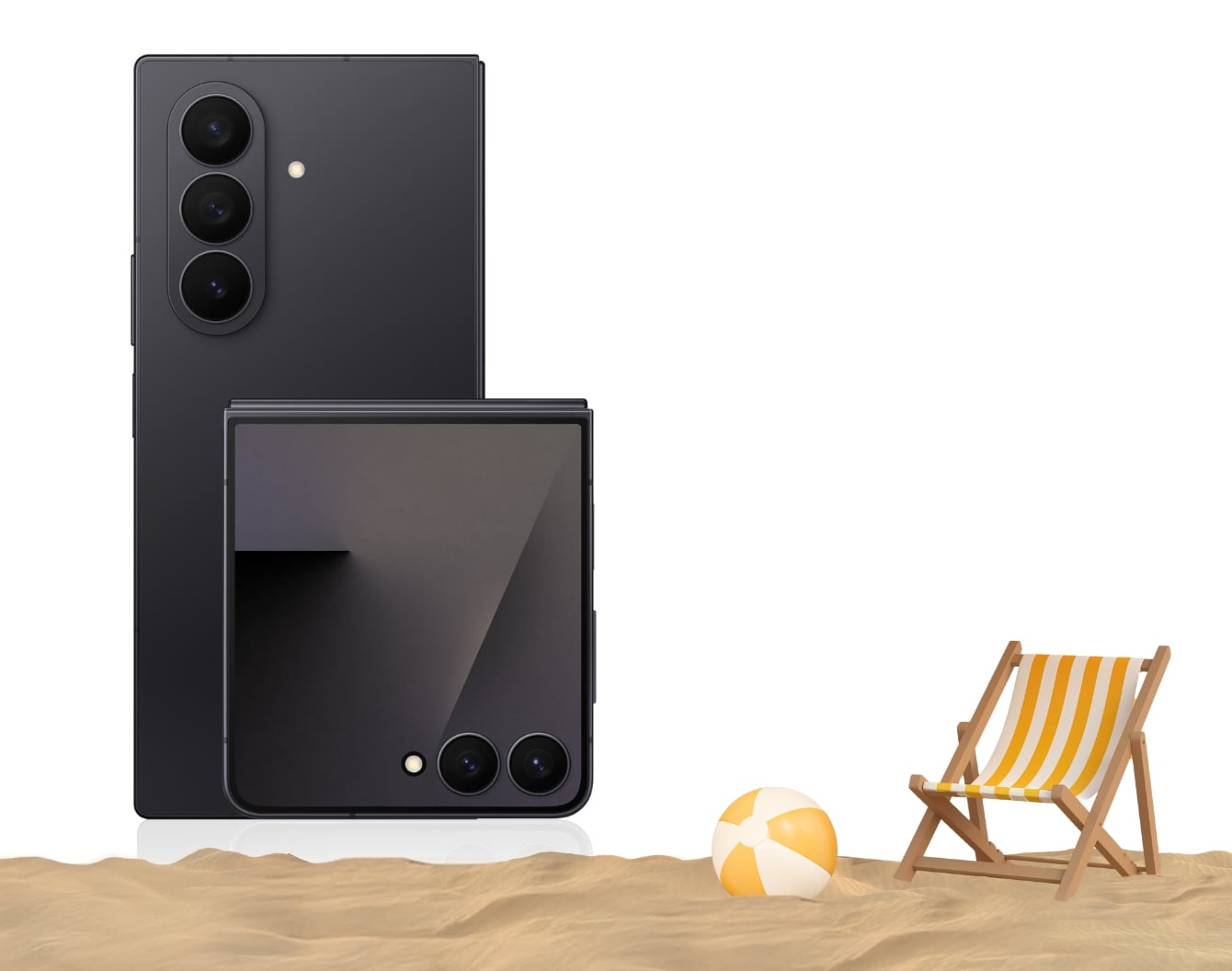Red PC Optimum points pucks bounce like beach balls on the sand of a beach with a blue sky above.