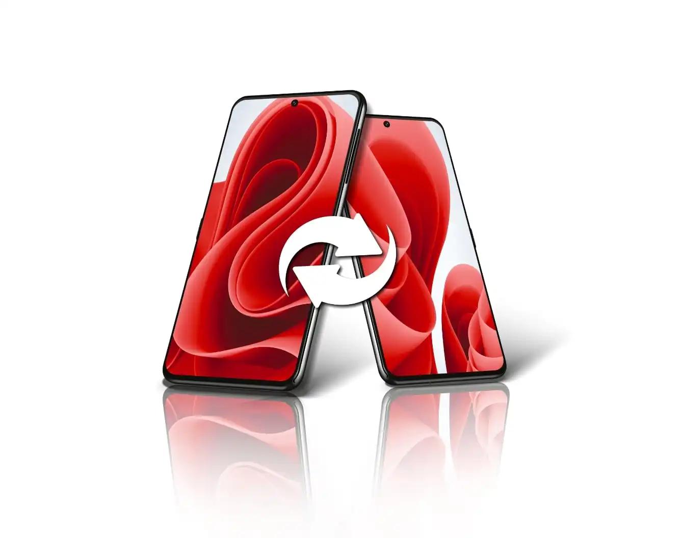 Un smartphone rouge sur fond blanc