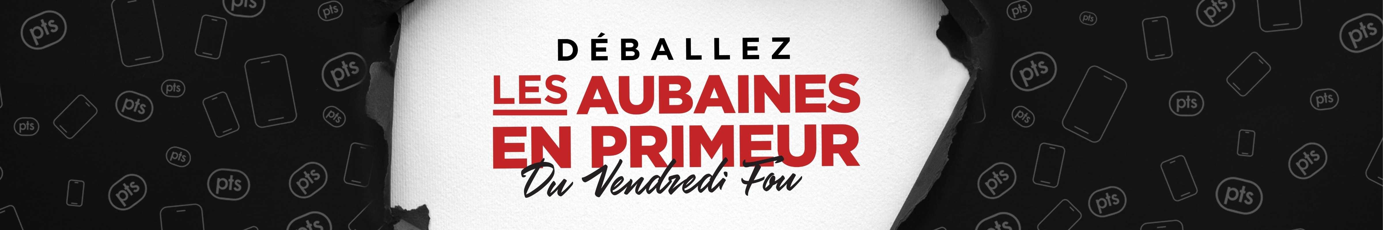 Papier d'emballage noir avec une grande déchirure et les mots « UNWRAP EARLY BLACK FRIDAY DEALS » (Découvrez les offres du Black Friday en avant-première) à l'intérieur de la déchirure.